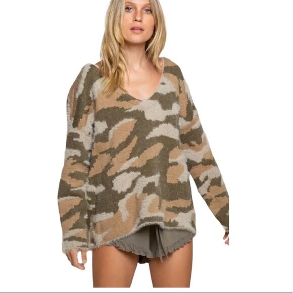 Pol Camo Sweater Oversize Slouchy Camo Soft Ladies M - Picture 1 of 8